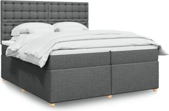 vidaXL Cama Box Spring Con Colch&oacute;n Tela Gris Oscuro 200x200 Cm Vidaxl