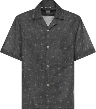 Eleventy Linen And Cotton Bowling Shirt