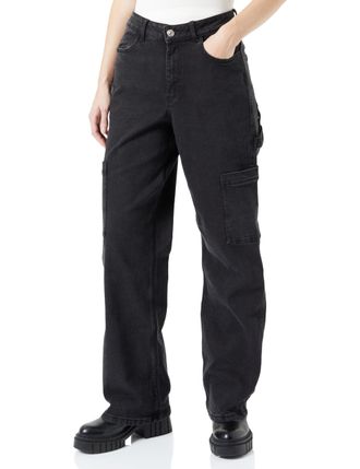 Pieces Bestseller A/S Womens Pcjoella Cargo Pants BC Jeans, Black Denim, M