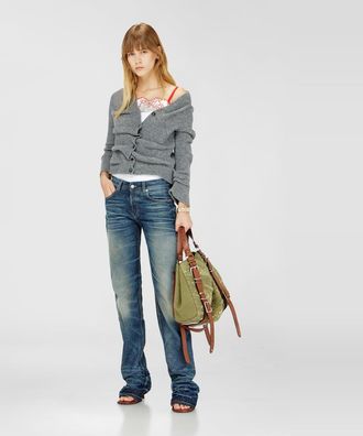 Diesel Cropped cardigan in wrinkled boiled knit - Knitwear - Woman - Grey