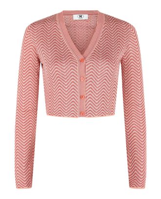 M Missoni Cropped Chevron Patterned Cardigan