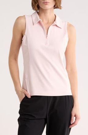Zella Replay Half Zip Polo Tank in Pink Crystal at Nordstrom Rack, Size X-Small