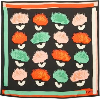 Fendi Zijden sjaal met monsterprint - Zwart