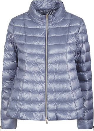 Herno Light Blue High Collar Nylon Down Jacket