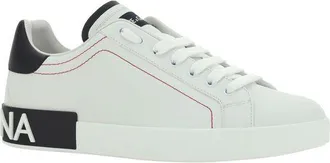 Dolce & Gabbana Mens White Calf Leather Bos Taurus Low Top Sneakers
