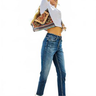 Flying Monkey Button Up Stretch Mom Jean In Rivers