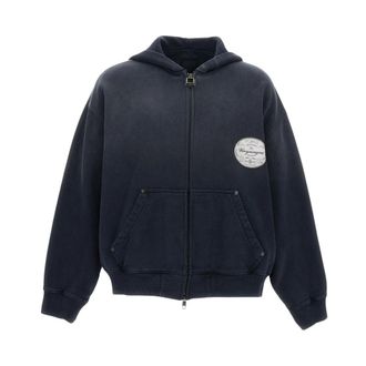 Wooyoungmi Zip-throughs, male, Blue, Size: S Paris Zip Hoodie