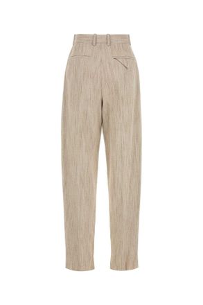 Bottega Veneta Womens Melange Beige Viscosa Blend Pant Greyputty Pantaloni