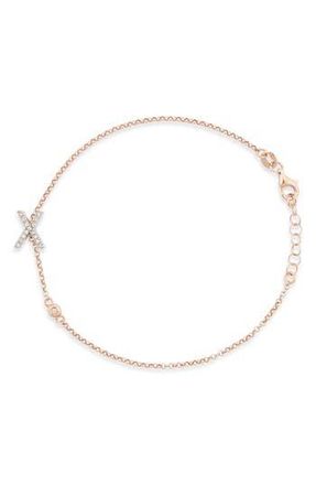 Meshmerise Diamond Initial Bezel Bracelet in Rose-X at Nordstrom Rack