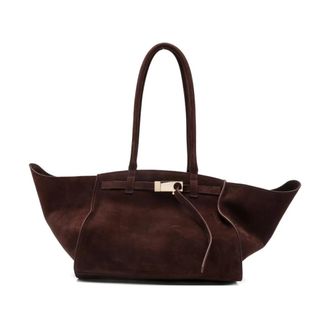 Benedetta Bruzziches Tote Bags, female, Red, Size: ONE SIZE Wine-Colored Suede Tote Bag