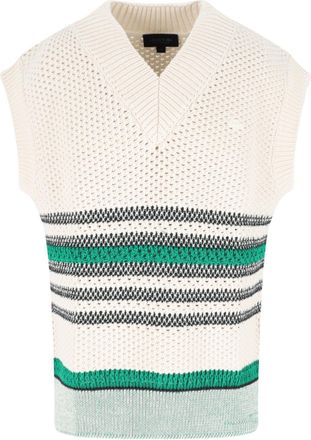 Lacoste Multicolor Striped Piquet Cotton Blend Vest