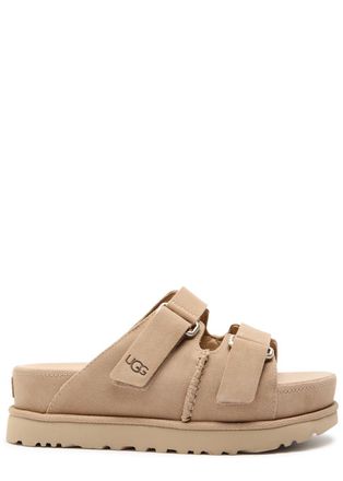 UGG Womens Designer Goldenstar Suede Sand Flatform Sliders UK6 - 6 (IT39/ UK6)