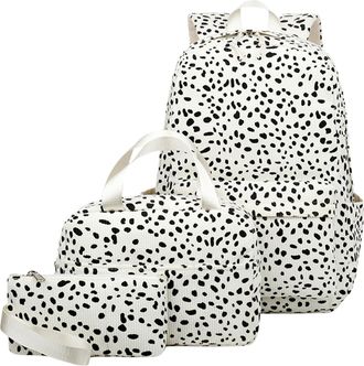 Generic 3Piece Set Casual Daypack w/Lunch Box Pencil Case(White Leopard Print) (style4)
