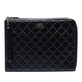 Chanel Pre-owned Quilted Calfskin Clutch - Dames - Pre-owned - Zwart - Maat: ONE Size Zijde