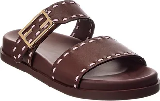 Fendi Fendi Logo Leather Flat Sandal