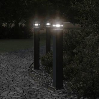 Berkfield Home Outdoor Floor Lamps with Outlet 3pcs Black 80 cm Aluminium