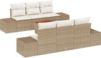 vidaXL Garden Sofa Set 7 pcs Beige, white Vidaxl