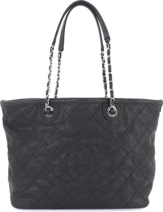 Chanel Black Grained Calfskin Handbag Tote Bag (Pre-Owned)