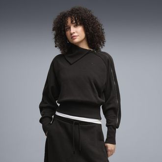 Puma Felpa con zip asimmetrica T7 da donna, Abbigliamento, Nero, XL