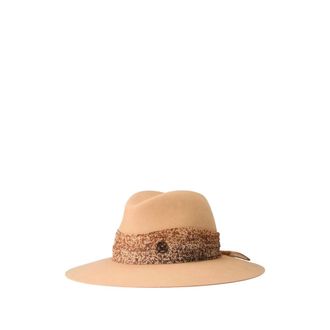 Maison Michel Accessoires, Dames, Bruin, M, Wol, Zango Hoed