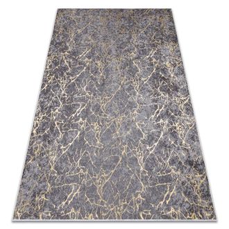 RugsX Rugsx - Alfombra Lavable Miro 11111.2103 M&aacute;rmol, Glamour Antideslizante - Gris Oscuro / Oro Grey 160x220 Cm