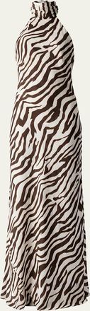 Toccin Alina Zebra Halter Backless Gown