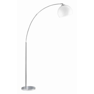 Reality Brasilia L&aacute;mpara De Pie Arqueada 1x E27 Pantalla Cromada Blanco Alt. 180 Cm Trio Lighting