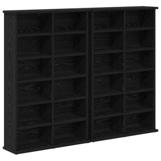 vidaXL Cabinet Para Cds 2 Uds. Roble Negro 60 X 17 X 92 Cm Vidaxl