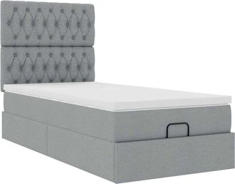 vidaXL Cama Otomana Con Colch&oacute;n Gris Claro 90x200 Cm Tela Vidaxl