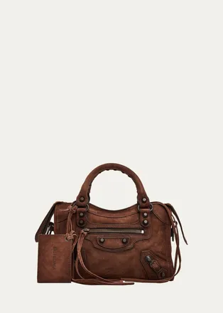 Balenciaga Le City Mini Waxed Suede Tote Bag