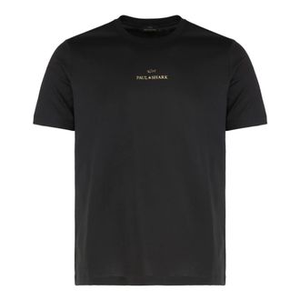 Paul & Shark Paul & Shark, T-Shirts, male, Black, Size: 2XL Logo Cotton Crew-neck T-shirt