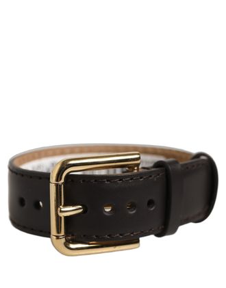 Dolce & Gabbana Calfskin Leather Gold-Buckle Belt - Black