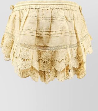 Isabel Marant mini skirt eyelet lace ruffles tassels