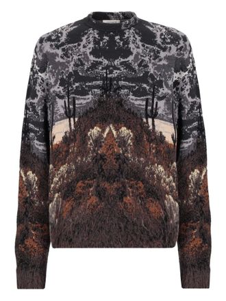 Laneus patterned-jacquard sweater - women - Cotton/Wool/Polyamide/Viscose/Mohair - 40 - Brown