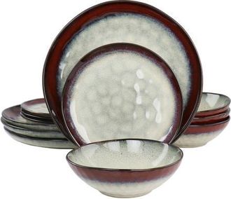 Elama Samara 12 Piece Stoneware Dinnerware Set in White at Nordstrom