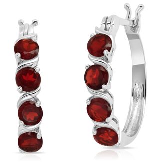 MAX + STONE Sterling Silver Round Gemstone Statement Hoop Earrings
