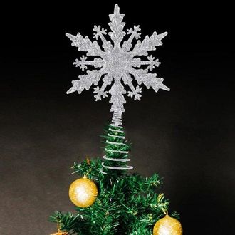 OEM Estrella Para &Aacute;rbol De Navidad - Decoraci&oacute;n Para El &Aacute;rbol - Decora El &Aacute;rbol De Navidad - S&uacute;per Brillante - 14 X 22,9 Cm - Color Plata