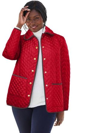 Jessica London Snap-Front Quilted Coat in Classic Red at Nordstrom, Size 12