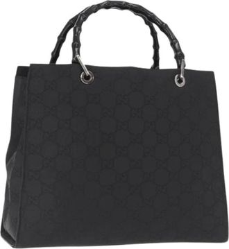 Gucci Pre-owned Tote Bags, female, Black, Size: ONE SIZE Pre-owned Canvas Tote Bag