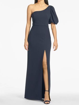 Sachin & Babi Nadia One-Shoulder Gown In Navy