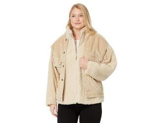 Blank NYC Wide Wale Corduroy and Sherpa Jacket Womens Clothing Double Glazed : LG, Cotton/Polyester