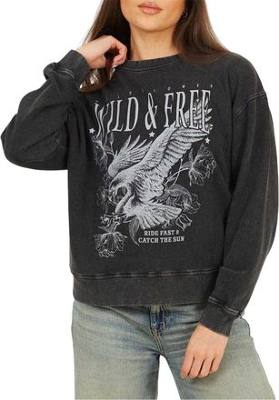 Brave Soul Dames/Dames Wild & Free Sweatshirt (Zwart)