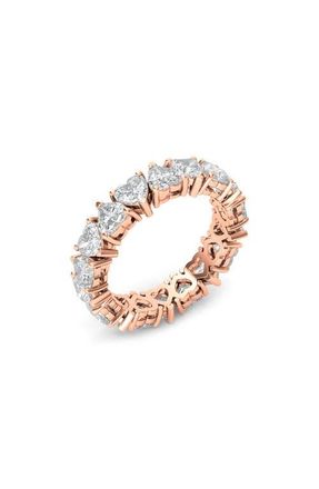 HauteCarat Alternating Hearts Lab Created Diamond Eternity Ring in Rose Gold at Nordstrom, Size 5.5
