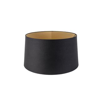 QAZQA Moderno Algod&oacute;n Pantalla De L&aacute;mpara De Algod&oacute;n Negra 40/45/25 Con Interior Dorado, - Qazqa