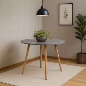 Kosy Koala Dining Table White Wood Kitchen Place for 4 Seats, Dining Table Only (White H 75 x L 90 x W 90 cm) in Grey