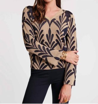 Frances Valentine Dakota Long Sleeve Top In Royal Palm