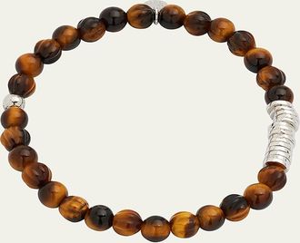 Tateossian Mens Tiger Eye Bead Bracelet