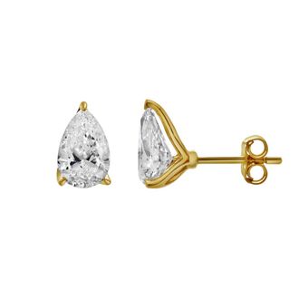 LuvMyJewelry Bosc 14K Yellow Gold Lab Grown Pear Shaped Solitaire Diamond Earrings - 2.07 Cts at Nordstrom