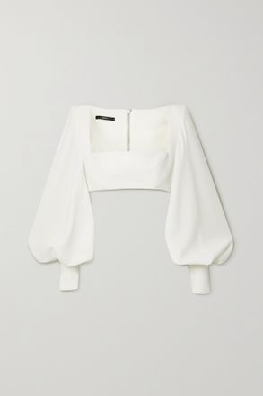 Alex Perry Arlo Cropped Satin-crepe Top - Bianco