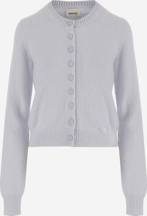 Khaite Womens Cashmere Cardigan Light Blue Sweater